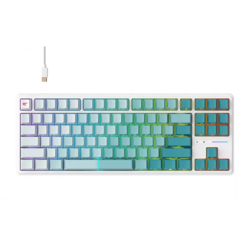 Havit KB901L žaidimų klaviatūra balta ir žalia USB laidinė RGB LED