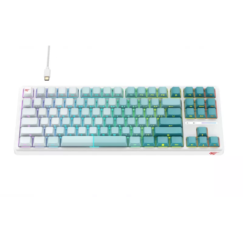 Havit KB901L žaidimų klaviatūra balta ir žalia USB laidinė RGB LED