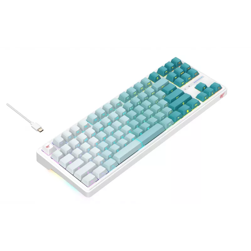Havit KB901L žaidimų klaviatūra balta ir žalia USB laidinė RGB LED