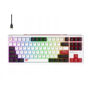 Havit KB902L žaidimų klaviatūra 80% laidinė USB QWERTY 88 klavišai RGB LED