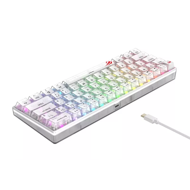 Havit KB903L žaidimų klaviatūra permatoma balta RGB LED laidinė USB 61 klavišai