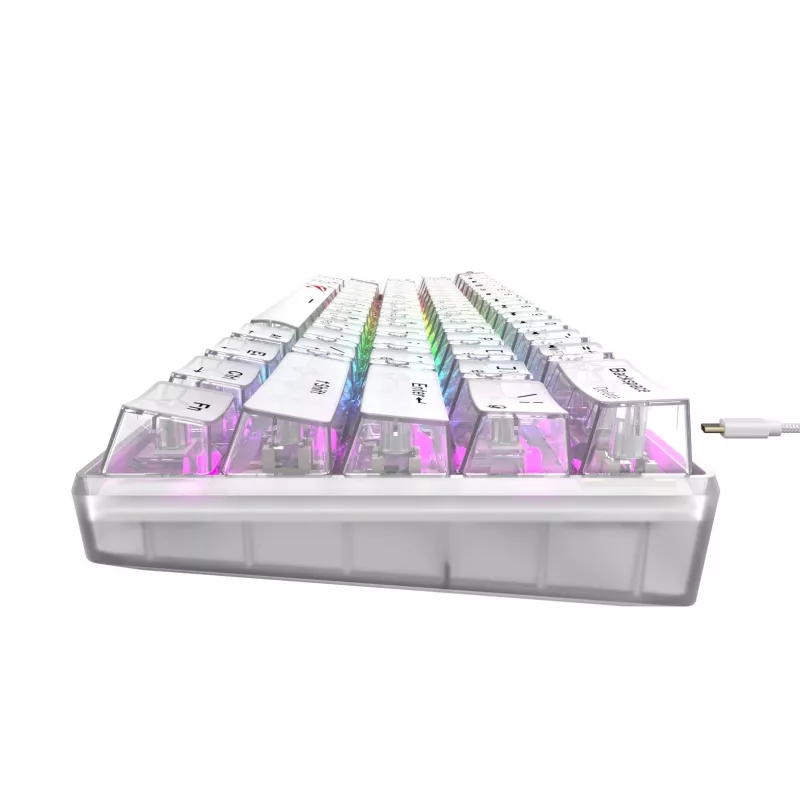 Havit KB903L žaidimų klaviatūra permatoma balta RGB LED laidinė USB 61 klavišai