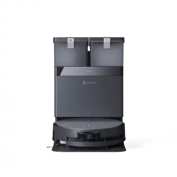 Robotinis dulkių siurblys Ecovacs Deebot X8 Omni — juoda, 5200 mAh baterija, 128 min. veikimo laikas, 0,22 l dulkių maišelis, drėgnas šveitimas, automatinė bazinė stotelė