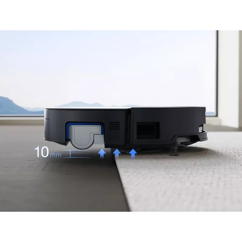 Robotinis dulkių siurblys Ecovacs Deebot X8 Omni — juoda, 5200 mAh baterija, 128 min. veikimo laikas, 0,22 l dulkių maišelis, drėgnas šveitimas, automatinė bazinė stotelė