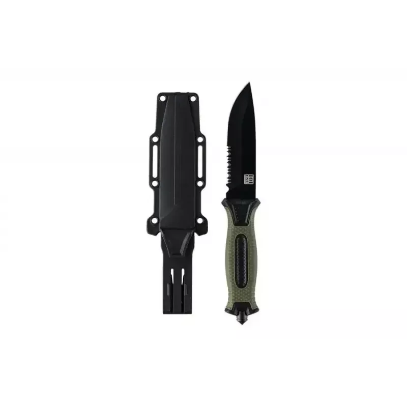 Taktinis peilis 101 INC Model 9242 fiksuota geležtė, nerūdijantis plienas 3Cr13, 120 mm geležtė, žalia rankena, makštis