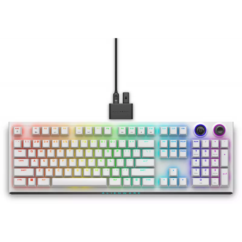 Dell | Alienware Tri-Mode AW920K | Belaidė žaidimų klaviatūra | Belaidis | RGB LED apšvietimas | US | Bluetooth | Lunar Light | Skaičių klaviatūra | CHERRY MX Red | Belaidis ryšys