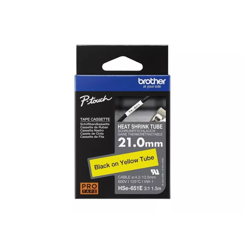 Spausdintuvo juosta Brother HSE-651E Juoda 2.1 cm x 1.5 m