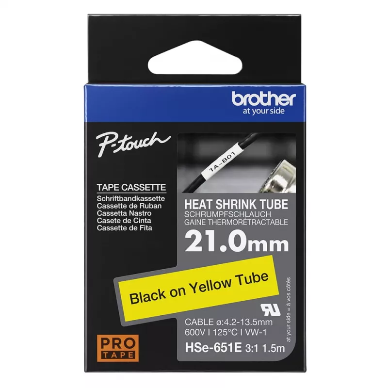 Spausdintuvo juosta Brother HSE-651E Juoda 2.1 cm x 1.5 m