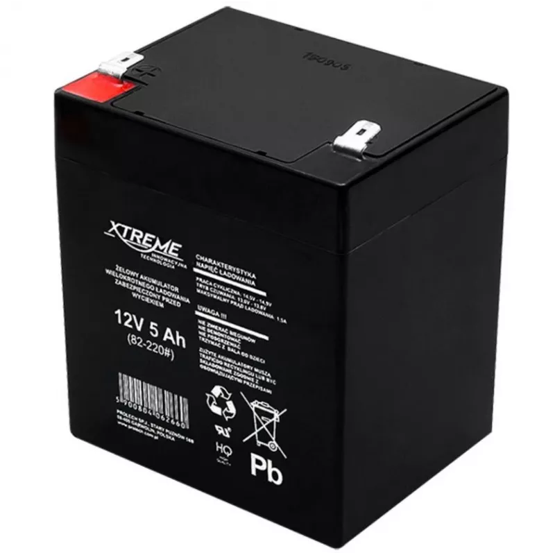 Įkraunama gelio baterija BLOW 82-220# XTREME 12V 5Ah (Gelis, UPS pakeitimui)