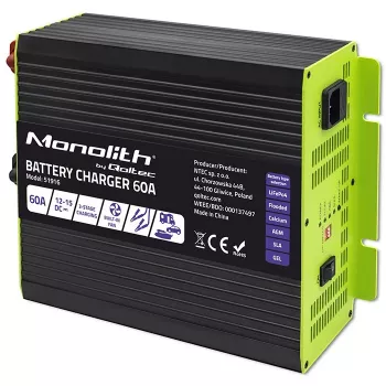 Akumuliatorių įkroviklis QOLTEC 51916 60A 12V LiFePO4, AGM, GEL, SLA akumuliatoriams