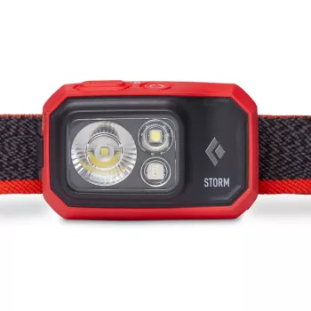 Juoda Diamond Storm 450 Juoda, raudonos spalvos galvos dirželio žibintuvėlis