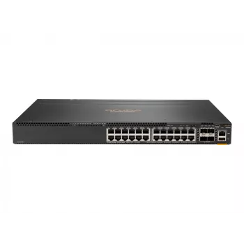 HPE - Aruba Serie - Aruba 6300F - komutatorius - L3 - valdomas - 24 x 10/100/1000 + 4 x 1 Gigabit / 10 Gigabit / 25 Gigabit / 50 Gigabit SFP56 (Uplink / Stacking) Priekyje ir šone į galą