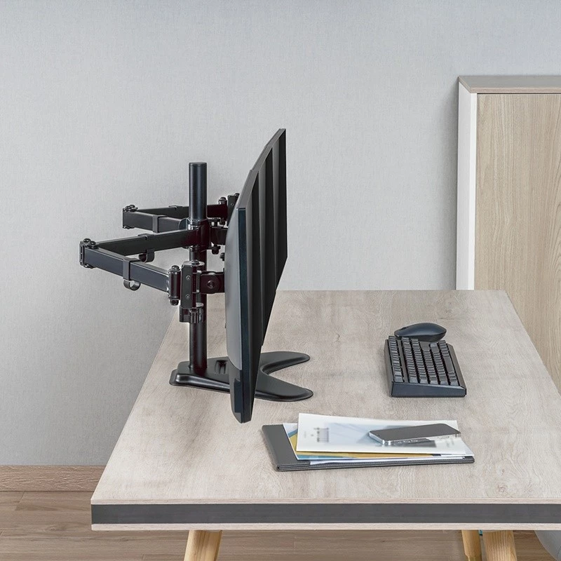 LOGILINK BP0174 Trigubas monitoriaus laikiklis 17-27 colių, kiekvienos rankos ilgis 658 mm, su išmaniojo telefono laikikliu, aliuminis