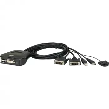 „Aten“ 2 prievadų USB DVI kabelinis KVM komutatorius su nuotolinio prievado selektoriumi