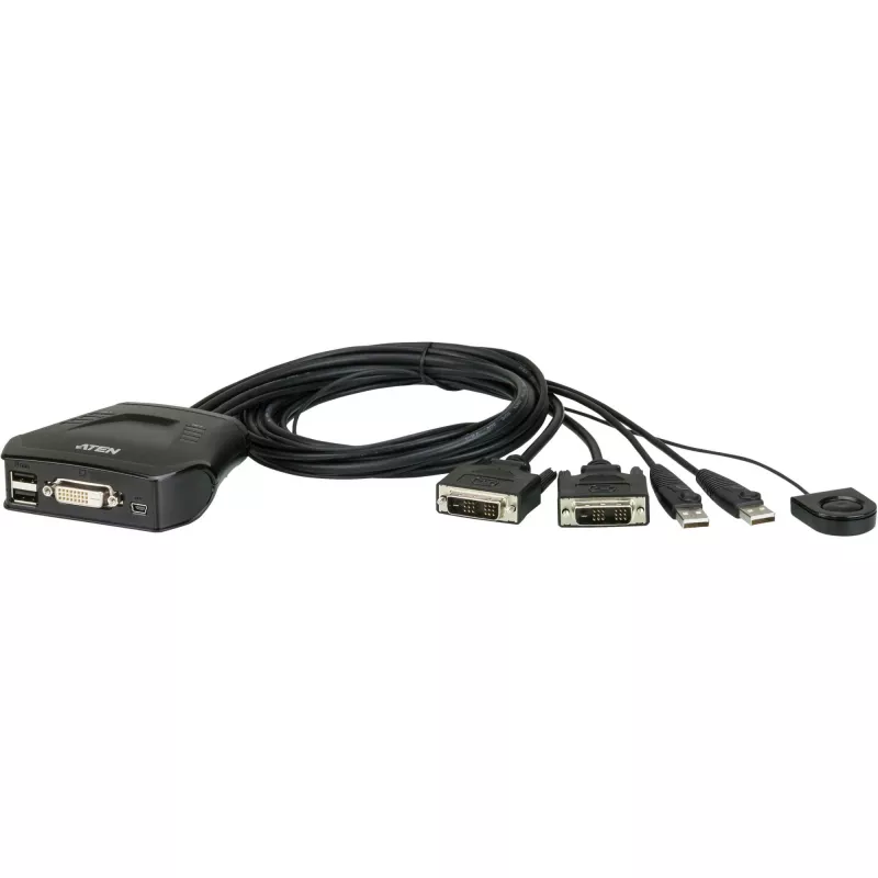 „Aten“ 2 prievadų USB DVI kabelinis KVM komutatorius su nuotolinio prievado selektoriumi