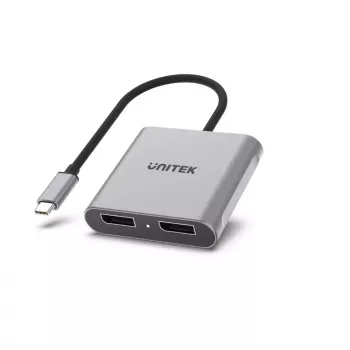 Vaizdo kabelio adapteris UNITEK V1404A 0,15 m USB Type-C 2 x DisplayPort