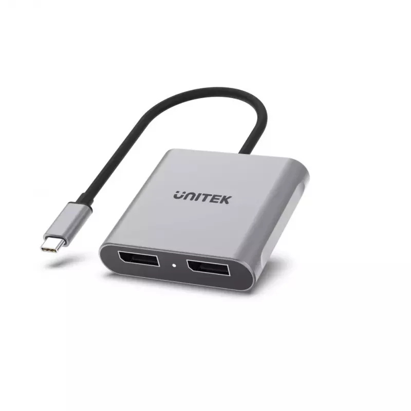 Vaizdo kabelio adapteris UNITEK V1404A 0,15 m USB Type-C 2 x DisplayPort