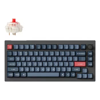Mechaninė klaviatūra Keychron V1 MAX 75% juoda su raudonais jungikliais (V1M-D1)