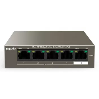 Tenda TEF1105-4-63W tinklo komutatorius Nevaldomas Fast Ethernet (10/100) Power over Ethernet (PoE) Stalinis / Tvirtinamas ant sienos Pilka