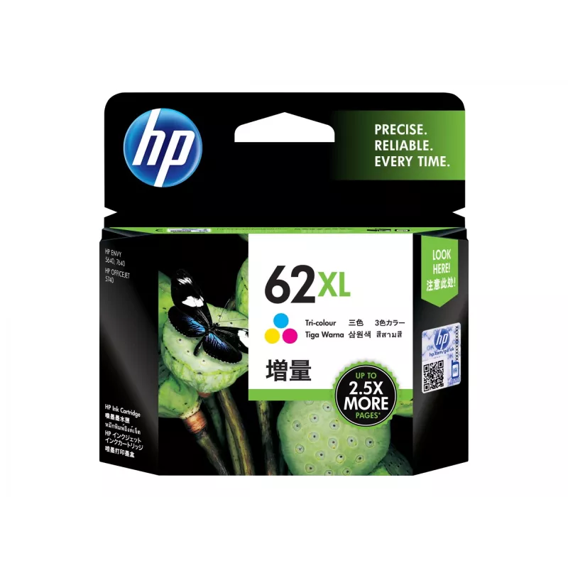 HP 62XL Originalius rašalo kasetė C2P04AE 301 trijų spalvų didelės talpos 1 vnt. lizdinėje pakuotėje su keliomis etiketėmis