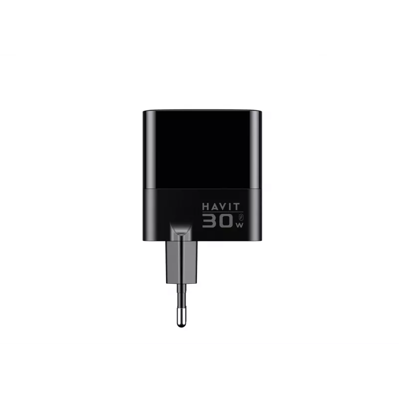 Pakrovėjas HAVIT UCLE001 EU GaN trijų prievadų 30 W juodas — kompaktiškas USB pakrovėjas su 3 prievadais