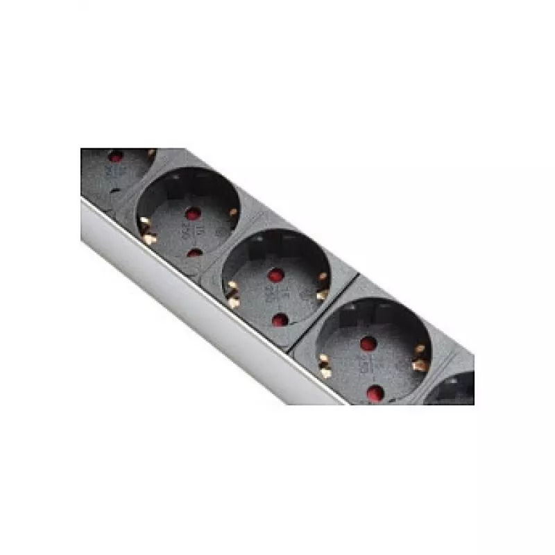 Maitinimo skirstytuvas 48,30 cm (19), 1HE, įžemintas kištukas į 8x įžemintus kištukinius lizdus, ÜSS, jungiklis, aliuminio profilis, Good Connections® (GC-N0087)