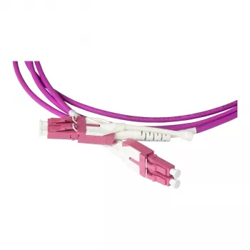 komutacinis kabelis LWL Duplex OM4 (Multimode, 50/125) LC/LC, UNIBOOT, LSZH, keičiamas poliškumas, Entriegelungslasche, 10m, Good Connections® (LW-U810LC4)