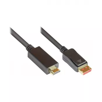 Jungiamasis laidas DisplayPort 1.4 į HDMI 2.0, 4K @60Hz, auksuoti kontaktai, OFC, juodas, 3m, Good Connections® (DP14-HDMI3)