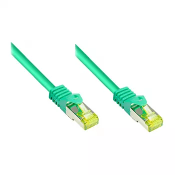 RJ45 komutacinis kabelis su Cat.7 neapdorotu kabeliu ir skląsčio apsauga (RNS®), S/FTP, PiMF, be halogenų, 600 MHz, OFC, žalias, 40 m, Good Connections® (8070R-400G)