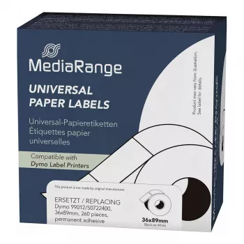 „MediaRange“ universalios popierinės etiketės MRDY99012 36x89mm 260 vnt.