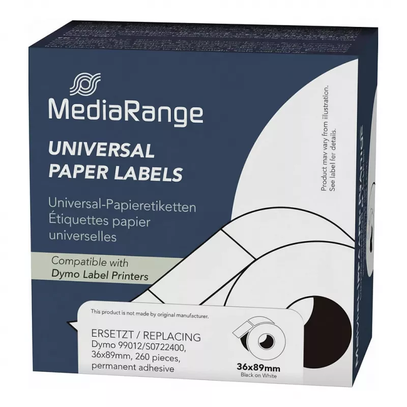 „MediaRange“ universalios popierinės etiketės MRDY99012 36x89mm 260 vnt.