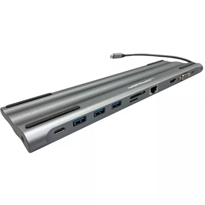 LC-Power LC-HUB-C-MULTI-8 USB-C į 3xUSB-A/2xUSB-C/HDMI/VGA/MicroSD/SD/RJ45/Audio