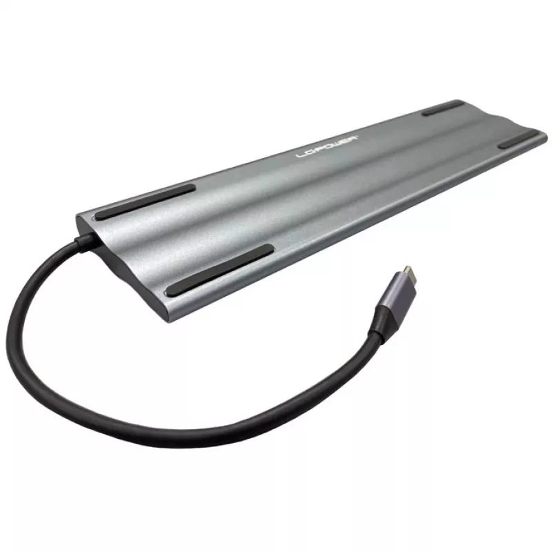 LC-Power LC-HUB-C-MULTI-8 USB-C į 3xUSB-A/2xUSB-C/HDMI/VGA/MicroSD/SD/RJ45/Audio