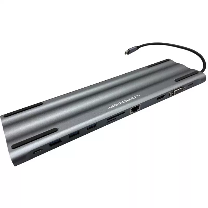 LC-Power LC-HUB-C-MULTI-8 USB-C į 3xUSB-A/2xUSB-C/HDMI/VGA/MicroSD/SD/RJ45/Audio