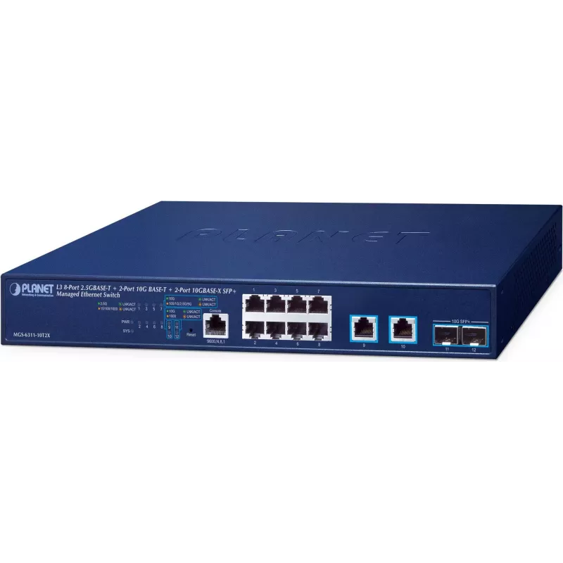 Valdomas L3 komutatorius PLANET MGS-6311-10T2X 8 prievadų 2.5GBASE-T 10G Ethernet