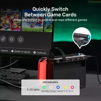 Doko stotelė UNITEK G1002D, skirta Nintendo Switch, laidinė, juoda