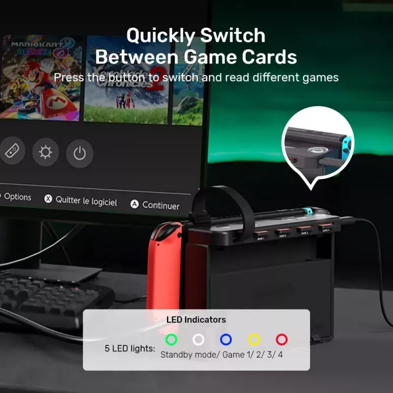 Doko stotelė UNITEK G1002D, skirta Nintendo Switch, laidinė, juoda