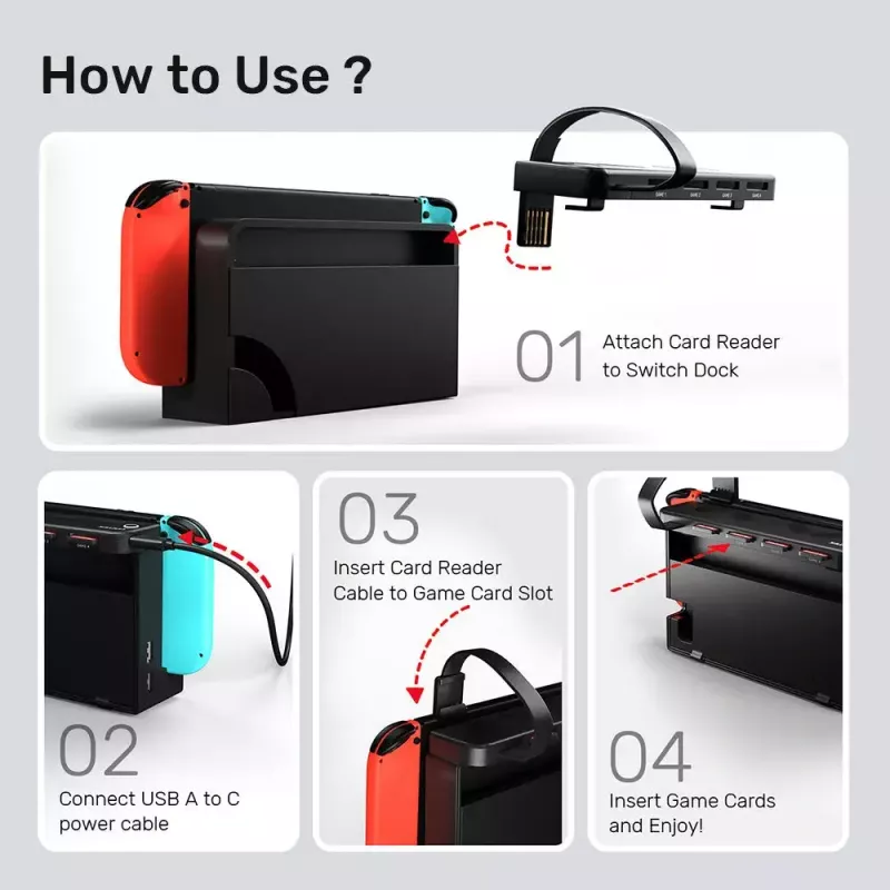 Doko stotelė UNITEK G1002D, skirta Nintendo Switch, laidinė, juoda