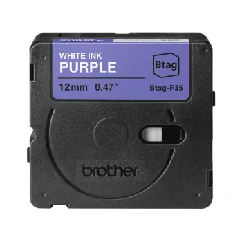 Etikečių gamybos juosta Brother BTAG-F35 Balta ant violetinės 1,2 cm 4 m