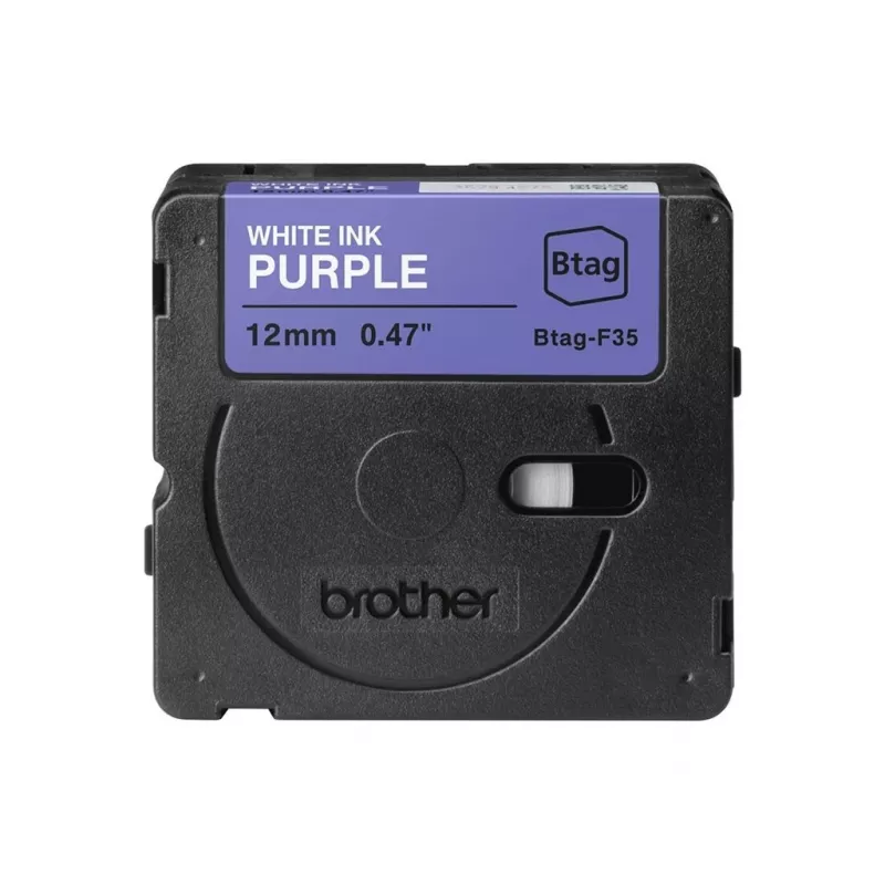 Etikečių gamybos juosta Brother BTAG-F35 Balta ant violetinės 1,2 cm 4 m