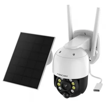 IP saugos kamera Foscam B4 Dome 4 MP (2560×1440), Wi‑Fi 2.4 GHz, IP65, saulės energija + baterija 5000 mAh, 355° pasukimas, 90° pakreipimas