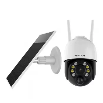 IP saugos kamera Foscam B4 Dome 4 MP (2560×1440), Wi‑Fi 2.4 GHz, IP65, saulės energija + baterija 5000 mAh, 355° pasukimas, 90° pakreipimas