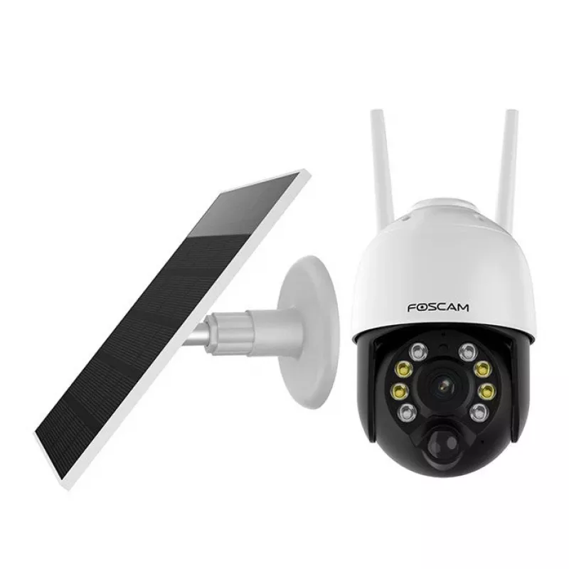 IP saugos kamera Foscam B4 Dome 4 MP (2560×1440), Wi‑Fi 2.4 GHz, IP65, saulės energija + baterija 5000 mAh, 355° pasukimas, 90° pakreipimas