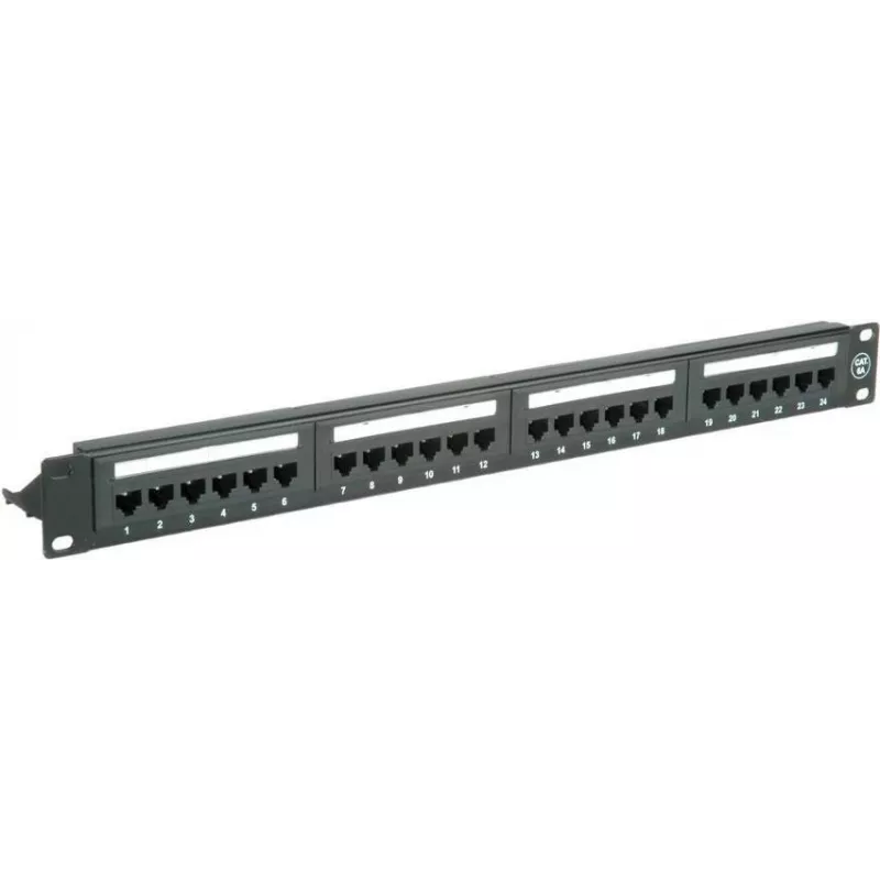 Patch Panel - Montuojamas ant stovo - CAT 6a - UTP - RJ-45 X 24 - Juoda - 48,3 cm (1 colis)