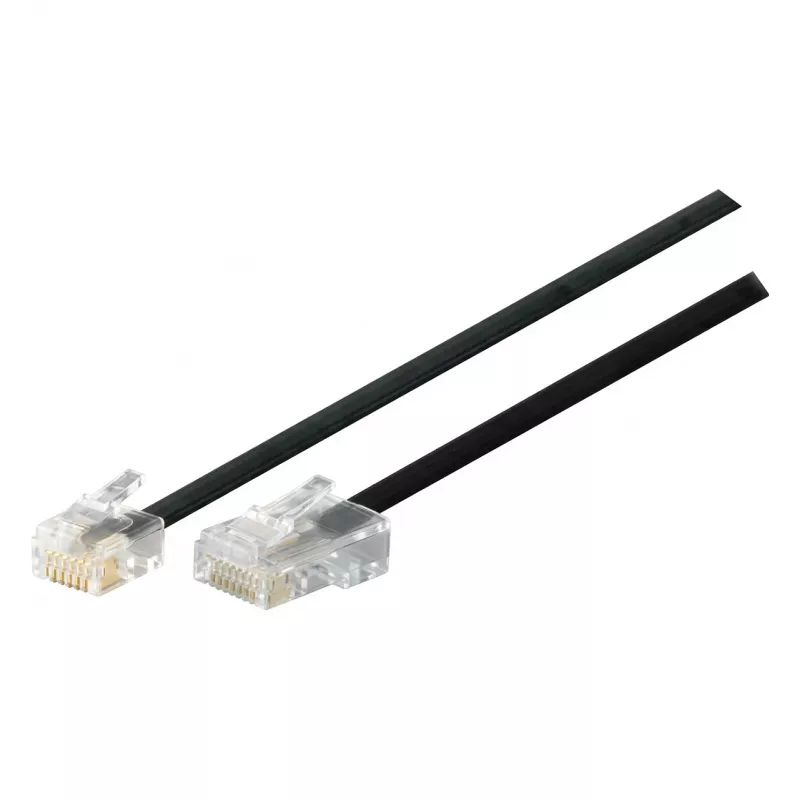 Telefono laidas S-Impuls 70256 — 6 m, RJ11 į RJ11, juodas