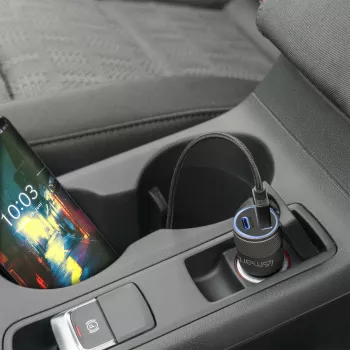 4smarts Rapid+ - Automobilinis maitinimo šaltinis - 27 vatų - 3 A - QC 3.0, PD - 2 išvesties prievadai (USB, 24 kontaktų USB-C)