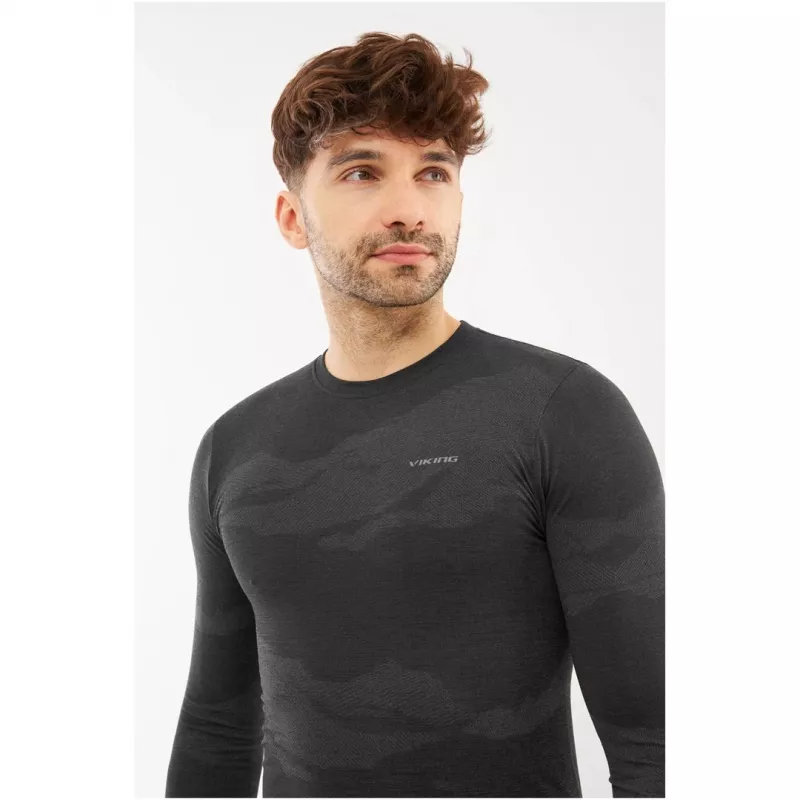 VIKING Gasher Man Longsleeve Merino vyriški apatiniai, dydis M, juodi