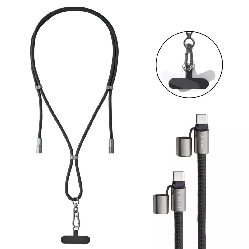 Laidas USB-C į USB-C 1,65M/LANYARD juodas 7991000 Intenso
