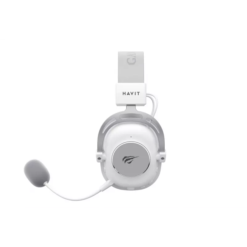 Ant galvos dedamos ausinės HAVIT H2002YG — 2,4 GHz belaidės, Bluetooth, laidinės, 20–20 000 Hz, 10 m atstumas, 257 g (baltos/pilkos)