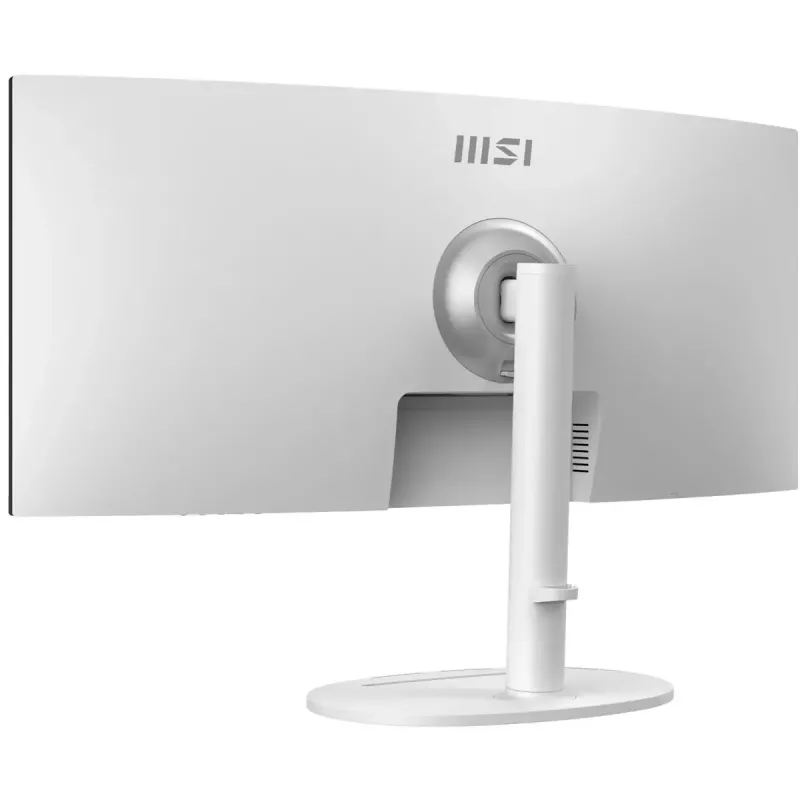 34 colių MSI Modern MD342CQPWDE lenktas VA LCD monitorius 3440×1440 UWQHD 21:9, 4 ms, 300 cd/m², USB šakotuvas, garsiakalbiai, VESA, reguliuojamas aukštis — Baltas
